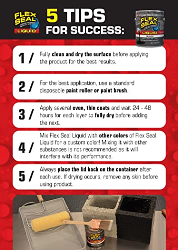 Flex Seal Liquid, 16 oz, Black, Liquid Rubber Coating Sealant, Waterproof, Flexible, Breathable, and UV Resistant, Roof Repair, Basements, RV, Campers, Trailers, Marine, EPDM, Masonry