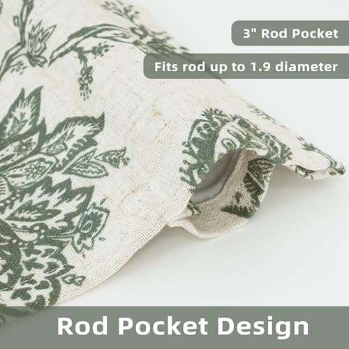 DriftAway Freda Jacobean Floral Linen Blend Blackout Thermal Insulated Energy Saving Privacy Window Linen Curtain Valance Rod Pocket 2 Layers Single 52 Inch by 14 Inch Plus 2 Inch Header Navy Beige