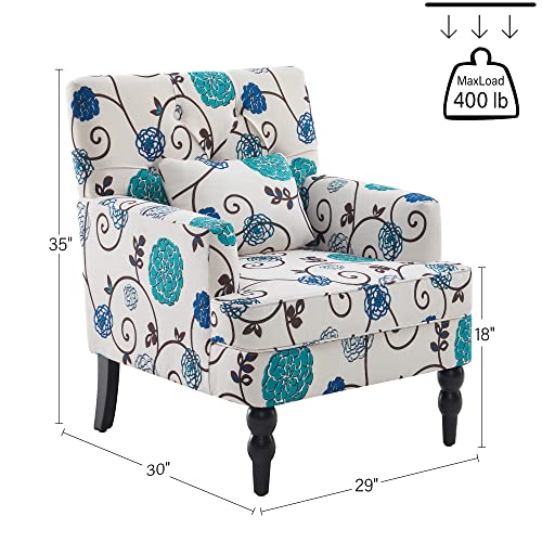 HUIMO Tufted Club Chair Set of 2 with Lumbar Pillow,Accent Chair Upholstered Button Armchair, Linen Fabric Sofa Chairs for Bedroom, Living Room, Mid Century Modern with Reading Chair (2, Gray)