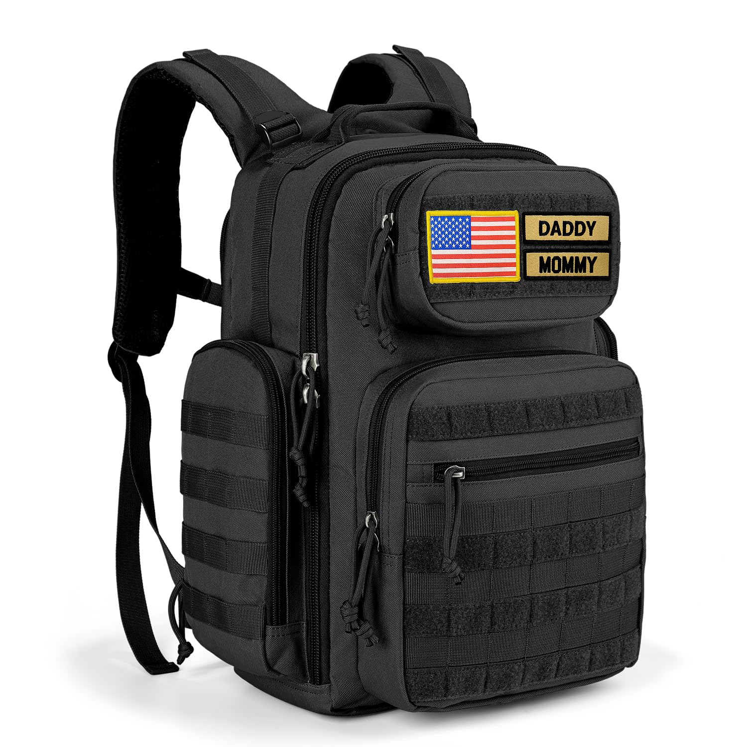 MIRACOL Military Diaper Bag with Changing Pad - Insulated Baby Backpack with Patches for Outdoor Travel Trips - Daddy Diaper Backpack with Waterproof Baby Changing Station for Baby Shower Gifts