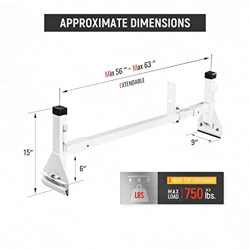 AA-Racks Model AX27 Aluminum Rain-Gutter Van Roof Racks Square 2 Bar with Adjustable Middle Bar