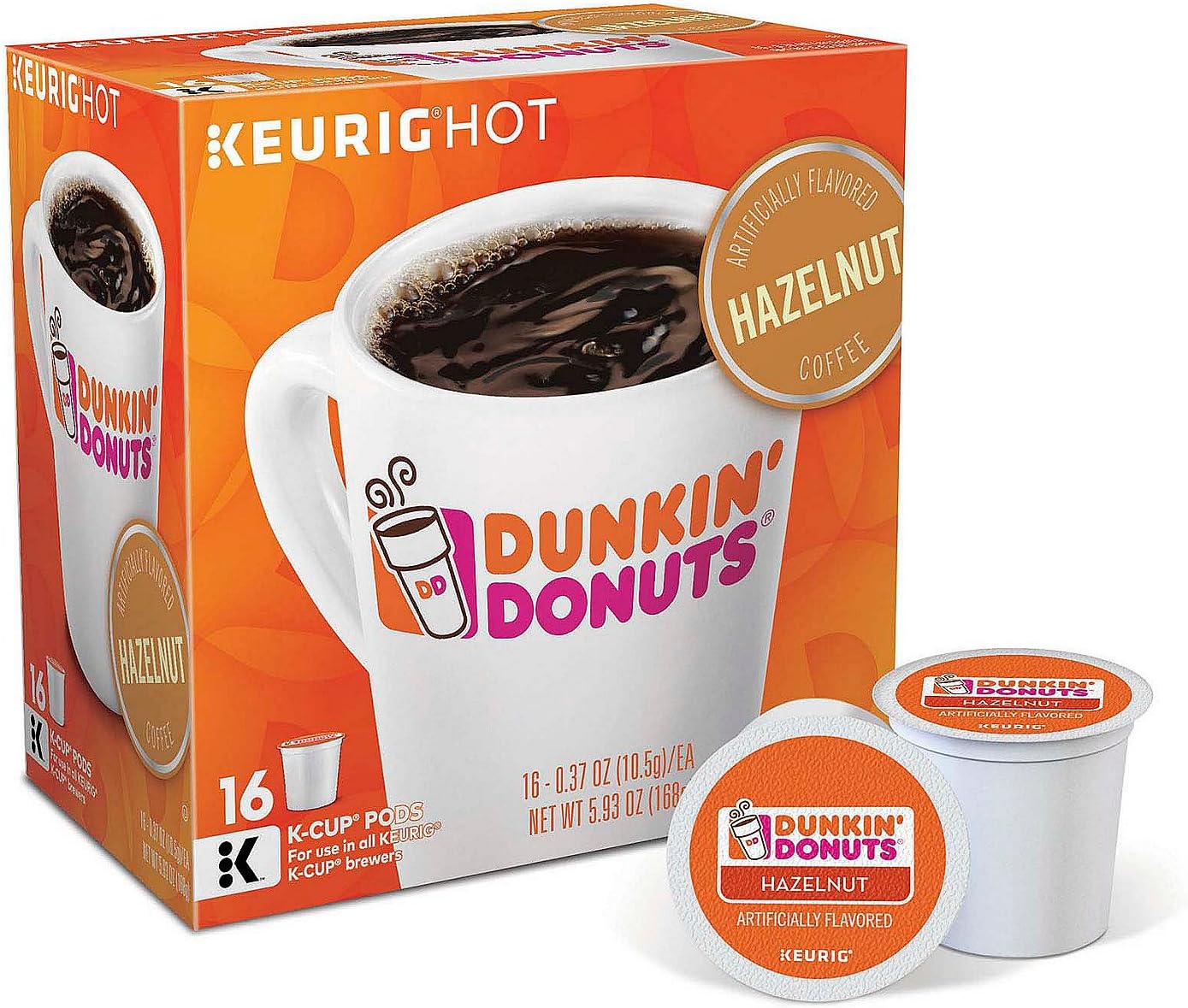 Dunkin' Hazelnut Coffee 16 Count K-Cup Pods (Packaging May Vary)