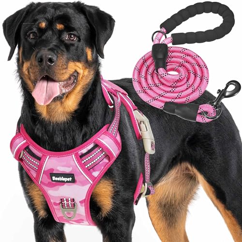 Heavy Duty Tactical Dog Harness for Large Dogs, No Pull Adjustable Pet Harness Reflective Service Training Easy Control Pet Vest Military K9 Working Dog Harnesses-X- Large, Brown