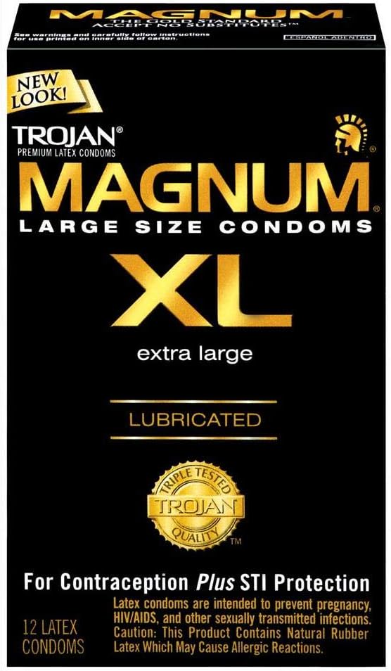 Trojan Magnum XL Size Lubricated Latex Condoms - 12 ct, Pack of 4