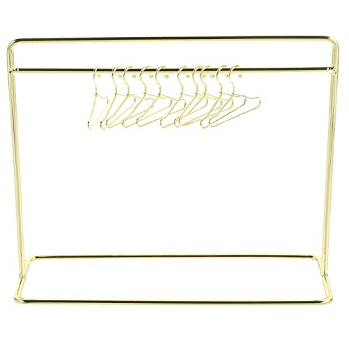 TOYANDONA Garment Rack Wardrobe Doll with Hangers Set Include Miniature Clothes Rack 10pcs Mini Metal Doll Clothes Hangers for Dress Outfit Gown Jewelry Stand Mini Clothes Hangers
