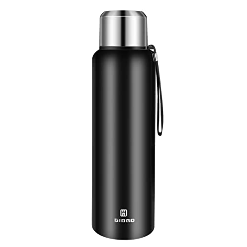 Insulated vacuum Thermo Bottle 500ml/16.9oz with cup Stainless steel coffee bottles for hot and cold drink water flask.(Silver,500ml)