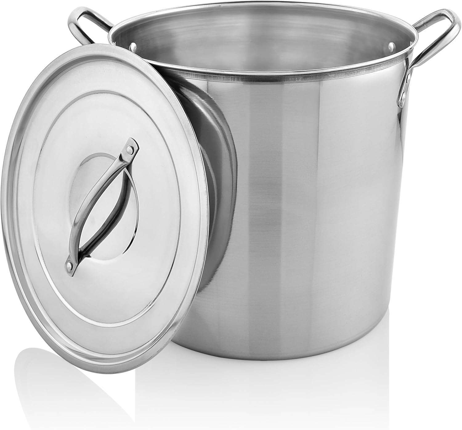 MARBELLA 6 Quart Stainless Steel Stockpot with Lid Food Grade Heavy Duty Multipurpose Stock Pot for Stew, Simmering, Soup Pot, Gas and Dishwasher Safe Rust Free Cookware Silver