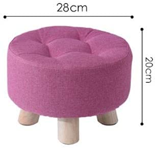 New Stool Home Creative Fabric Stool Shoe Changing Stool Fashion Living Room Sofa Stool Solid Wood Low Stool Coffee Table Stool Adult Small Bench Removable and Washable Seat Cover Comfortable (Blue