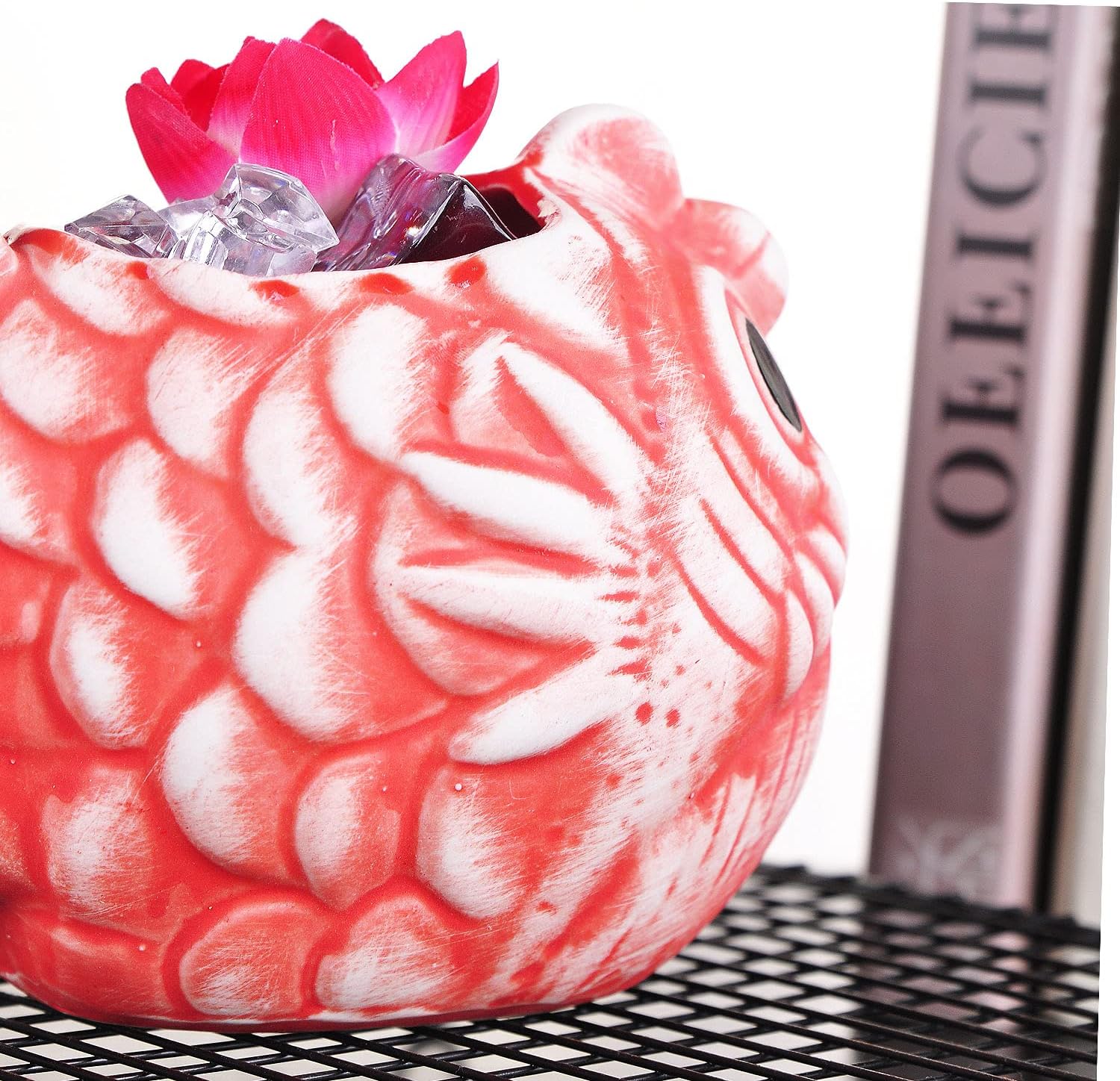 WHJY Creative Cocktail TIKI Mug Bar-Tiki Glass Hawaii Wine Red Light Fish Ceramic Cup Mug