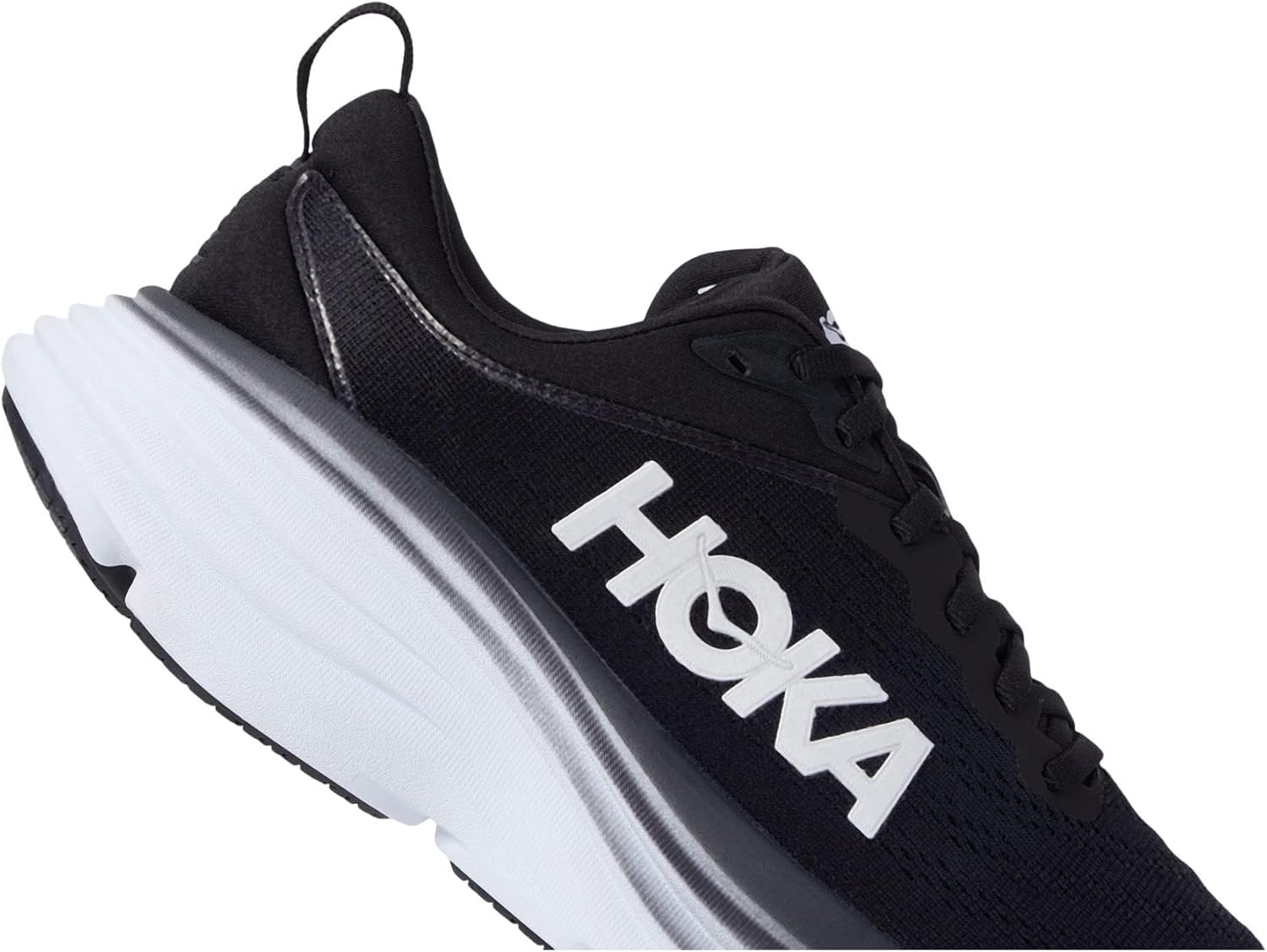 Hoka Women's Bondi 8 Sneaker, Black/White, 10 Wide