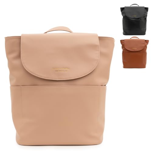 BirdRock Baby Seaside Diaper Bag Backpack - Stylish Vegan Leather, Large Capacity Travel Diaper Bag for Women (Classic Brown)