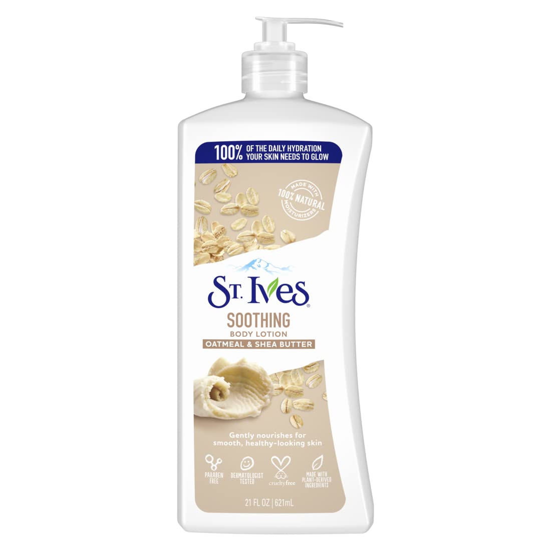 St. Ives Soothing Hand & Body Lotion for Women with Pump, Daily Moisturizer Oatmeal and Shea Butter for Dry Skin, Made with 100% Natural Moisturizers, 21 fl oz, 4 Pack