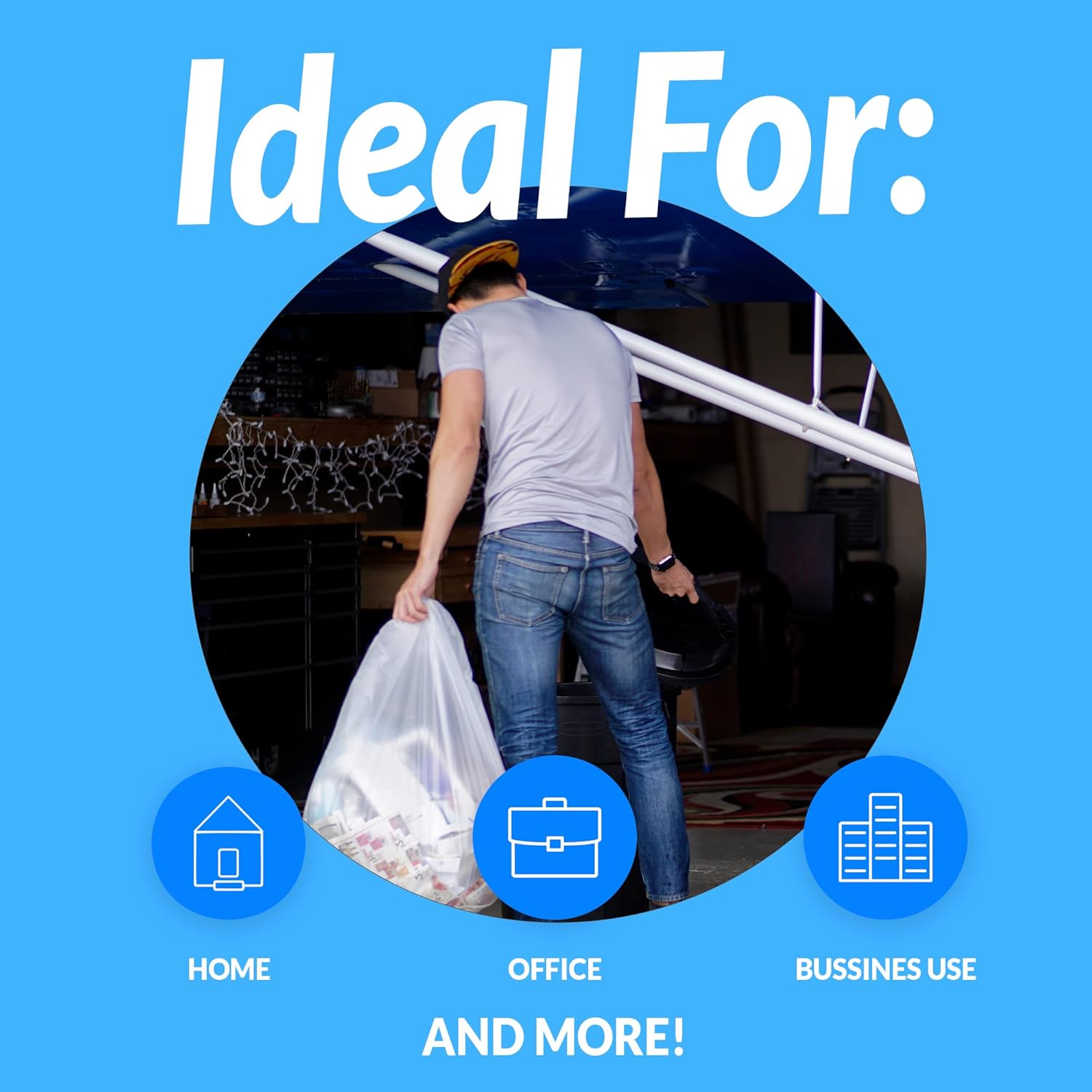 Reli. SuperValue 33 Gallon Trash Bags | 125 Count | Made in USA | Heavy Duty | Clear Multi-Use Garbage Bags