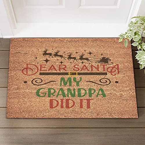 Coir Mat Natural Fade - Vinyl Backed Dear Santa My Mom Did It Welcome Mats Outdoor 24x36in Family Group Gifts Natural Coconut Coir Mat for Outdoor and Indoor Uses Home Décor