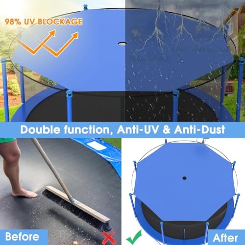 Trampoline Sun Shade，Trampoline Cover ，Trampoline Shade Cover 10 12 14 Foot，Easy to Install, Anti-Uv Trampolines Sunshade Accessories for Outdoor Backyard Playground