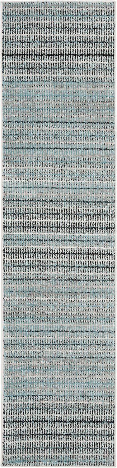 SAFAVIEH Skyler Collection 2' x 4' Blue/Grey SKY196C Stripe Non-Shedding Living Room Bedroom Accent Rug