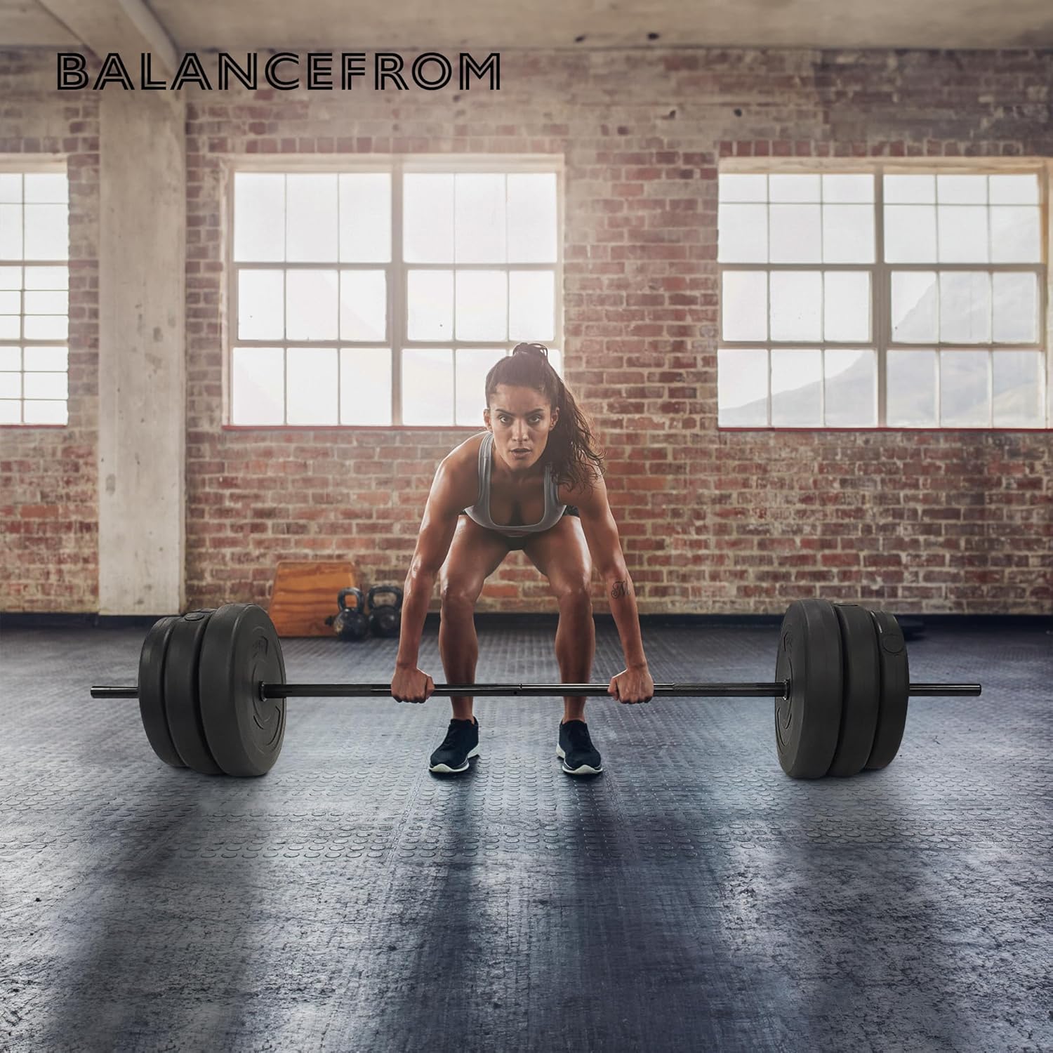 BalanceFrom Vinyl Standard Weight Set, 100 lbs, Black (VNL100)