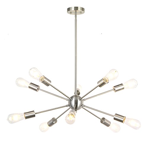 BONLICHT Modern Sputnik Chandelier Lighting 10 Lights Oil-Rubbed Bronze Chandelier Industrial Vintage Pendant Light Mid century Ceiling Light Fixture UL Listed