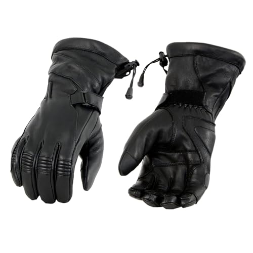Milwaukee Leather MG7518 Men's Black Deerskin Gauntlet Motorcycle Hand Gloves w/i-Touch Screen Compatibility
