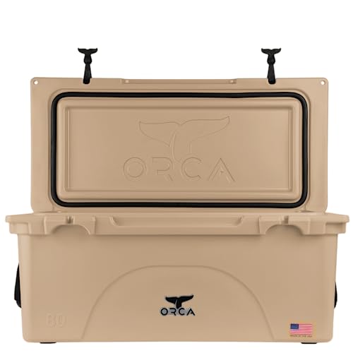 ORCA 80-Quart Insulated Hard Cooler with Flexible Grip Handles, Padlock Ready, Keeps Ice Cold for Days, Rugged, Sturdy for Beach, Camping, Travel, Road Trip, Hunting, Fishing