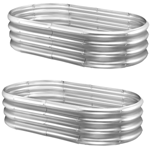 Copiu Raised Garden Bed Kit, 2 Pcs Galvanized Raised Garden Beds Outdoor Planter Box, Oval Large Metal Raised Beds for Gardening Vegetables Fruits and Flowers (6x3x1Ft)