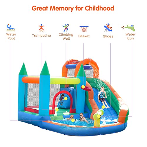 Inflatable Water Slides Park Inflatable Bounce House Bouncy Caslte House with Splash Pool Climb Wall with Blower