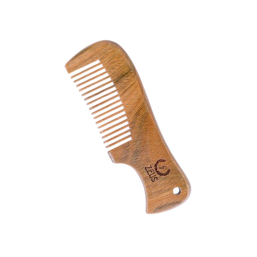 ZEUS Sandalwood Mustache Comb, Handmade Pocket Size Mustache Comb for Men, All Natural Wooden Grooming Comb – B31