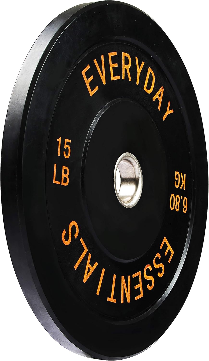Signature Fitness Everyday Essentials Color Coded Olympic Bumper Plate Weight Plate w Steel Hub, Single, Black
