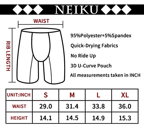 Men's No Ride Up Boxer Briefs Long Leg Underwear Low Rise Trunks with Pouch…