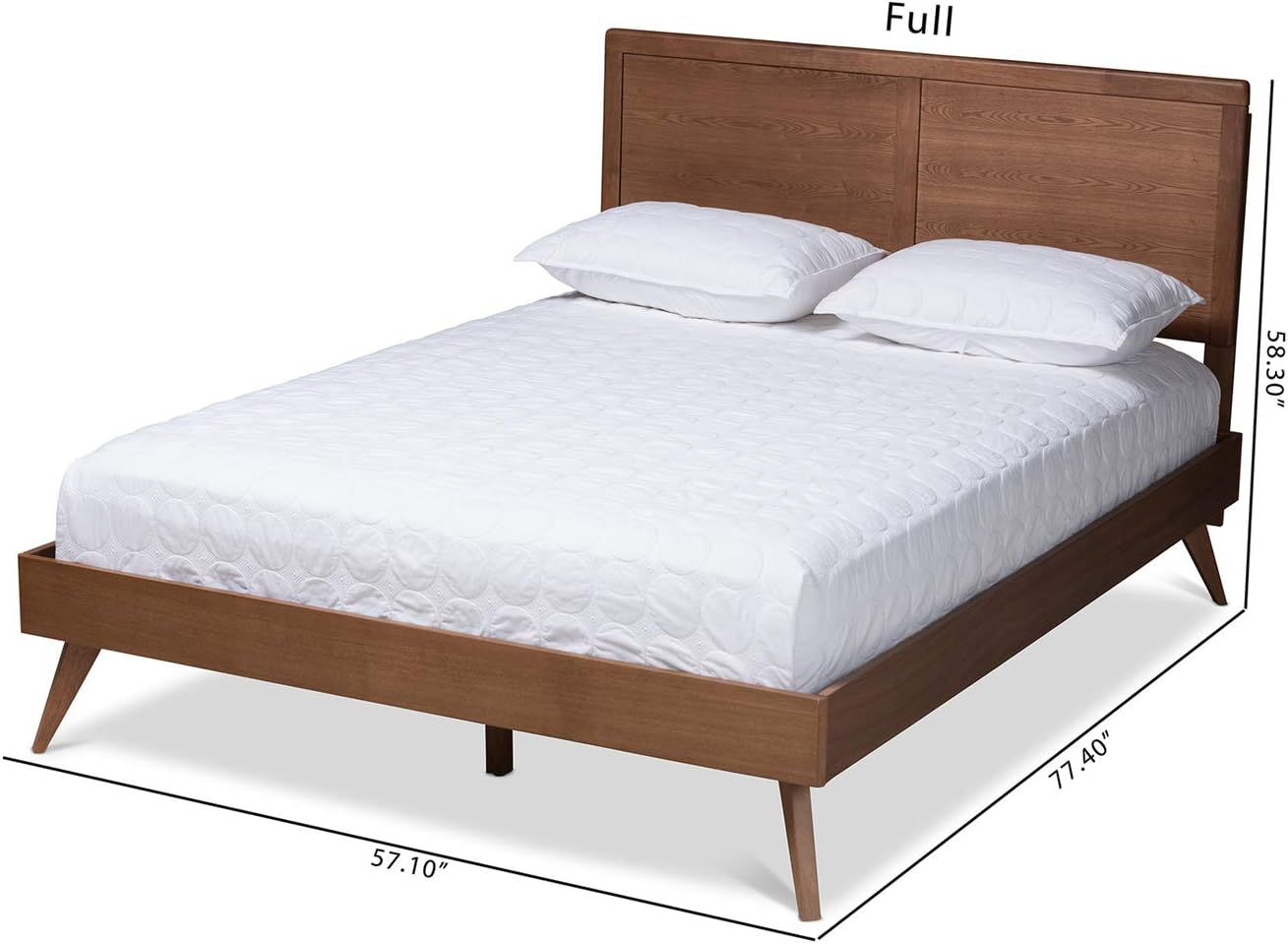 Baxton Studio Zenon Mid-Century Modern Walnut Brown Finished Wood King Size Platform Bed