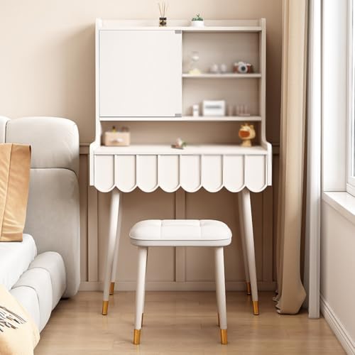 Vanity Desk Cream Style Dressing Table, Modern Dressing Table in Bedroom, Simple and Light Luxury Dressing Table Bedroom Makeup Table