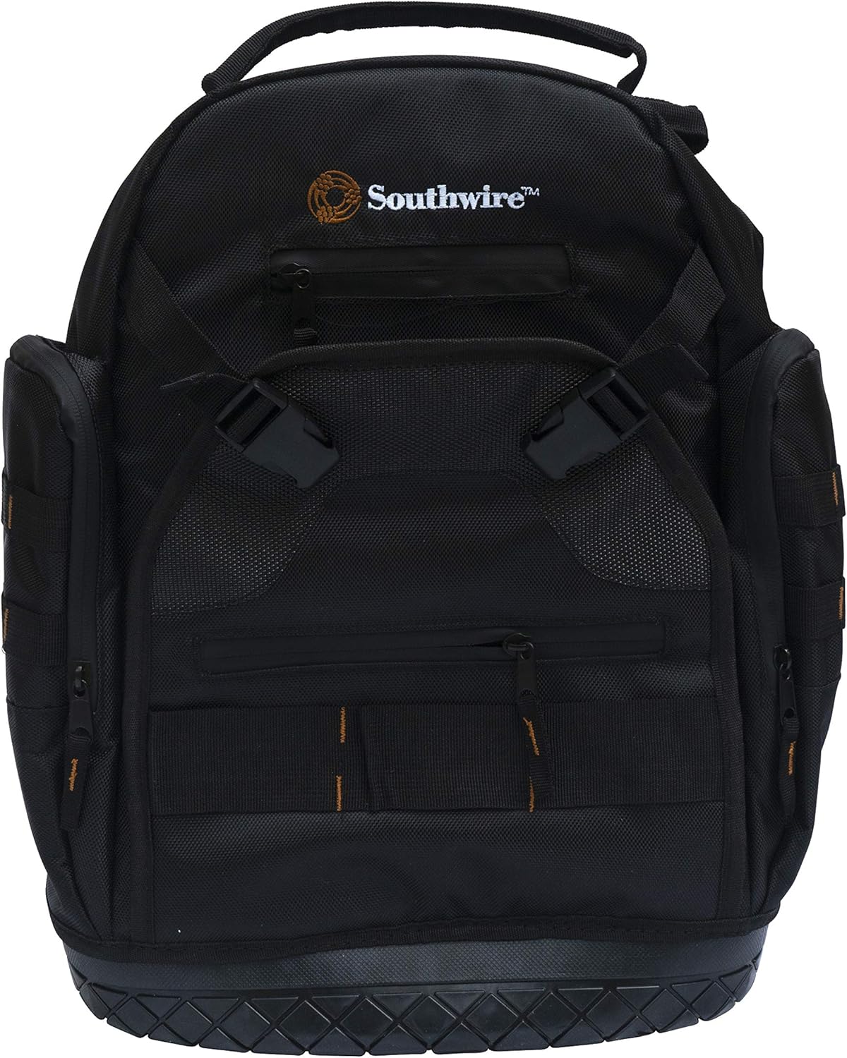 Southwire PROBAGBP Rugged Pro Tool Backpack with Heavy Duty Molded Base, Chest and Padded Shoulder Straps, 28 Pockets, 3 Zippered Pouches, 29 Tool Loops