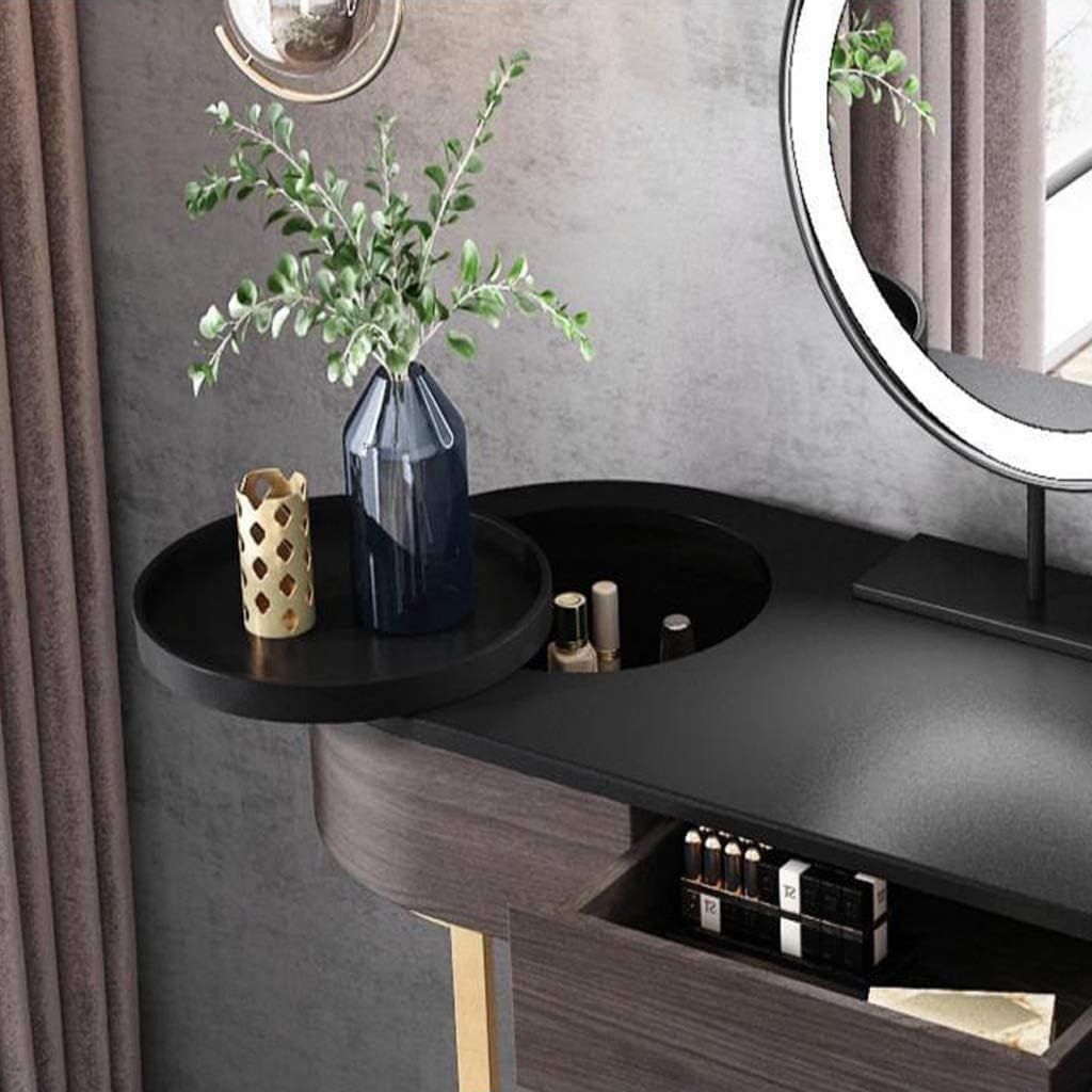 Vanity Table Dressing Table Bedroom Dresser Vanity Table Set Stool Make-up Table,Wooden Makeup Dressing Table with Drawers, Elegant Shape Design Crystal Knobs