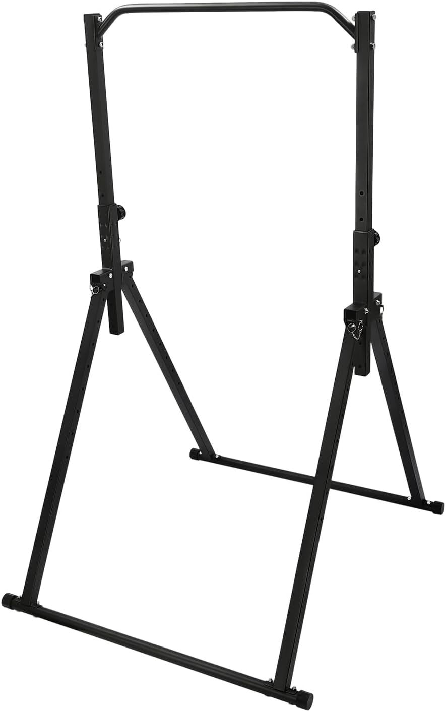 Folding Triangular Pull Up Station, Carbon Steel Expandable Gymnastics Bars Pull Up Bar, Adjustable Height 5.74-7.55FT, Home Gym Strength Training Bar for Gymnastics Equipment Black