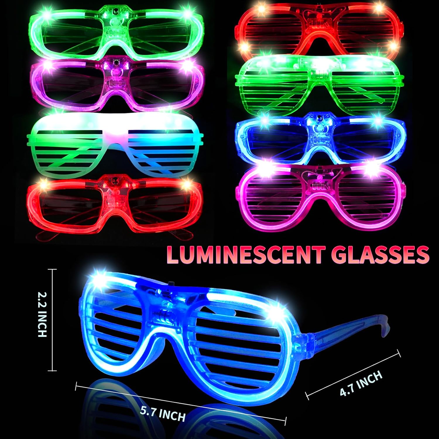 31Pack LED Glasses Glow in The Dark Party Supplies,Multi-color & shapes Light up Glasses for Kids Adult Birthday Neon Party Favors Wedding Thanksgivings Xmas New Years