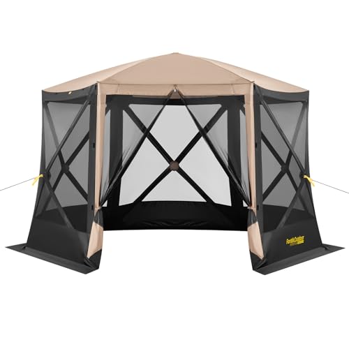 Camping Canopy Gazebo Tent, 4/8 Person Pop-up Screen Tent for Camping 4/6 Sided Instant Shelter Tent with Wind Panel & Carrying Bag Easy Set up in 60 Seconds