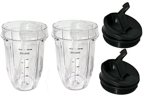 Blendin 24oz Large Tall Cup with Sip N Seal Lid Replacement Jar, Compatible with Nutri Ninja Auto IQ & Duo Blenders - Premium Blender Replacement Cups - Cup Diameter is 4