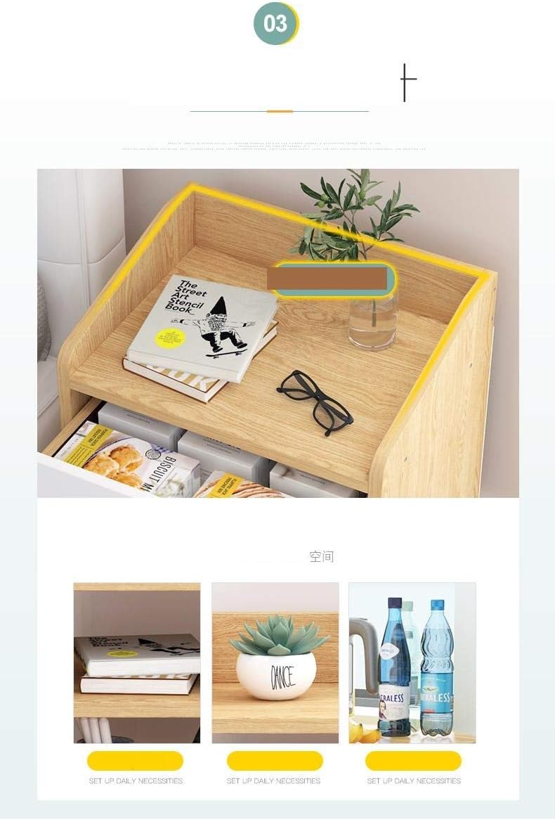 Nightstand with Storage Drawer Fashion Modern Storage Cabinet Bedroom Bedside Solid Wood Living Room Bedroom Furniture