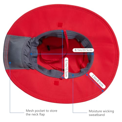 BASSDASH UPF 50+ Sun Fishing Hat Water Resistant with Detachable Neck Flap