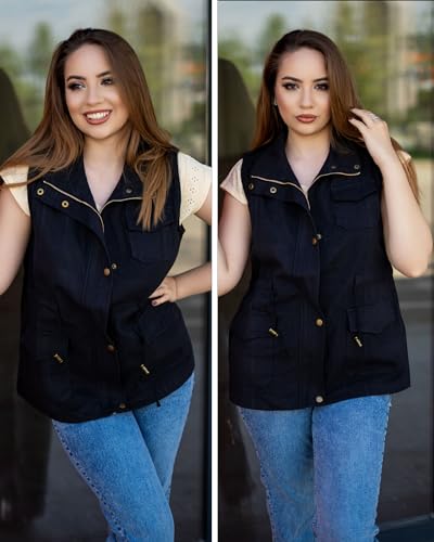 Beyove Womens Lightweight Sleeveless Military Anorak Cargo Vest No Hood