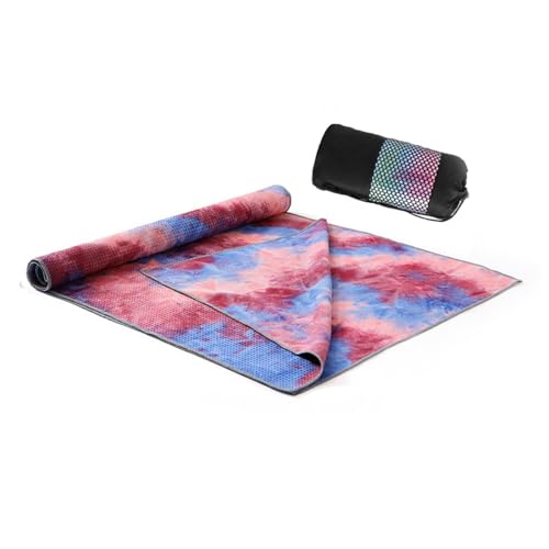 Yoga Towel for Yoga Mat, Non Slip Mat Cover for Hot Yoga, Washable Microfiber Light Weight (Purple-Green)