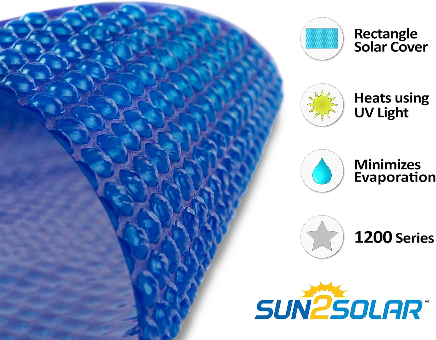 Sun2Solar Blue 24 ft. x 40 ft. Rectangle Solar Cover | 1200 Series | Heat Retaining Blanket for In-Ground and above-Ground Rectangular Swimming Pools | Use Sun to Heat Pool | Bubble-Side Down