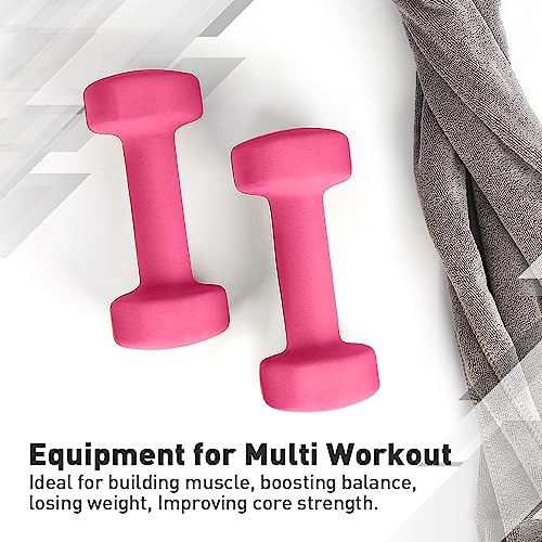 JBM Neoprene Dumbbell Pairs, 2-8lbs Hand Weight Set of 2 Non Slip Hexagonal Shape Dumbbell with Easy to Read Number, Fitness Dumbbell Set