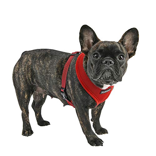 Puppia Soft Dog Harness No Choke Over-The-Head Triple Layered Breathable Mesh Adjustable Chest Belt and Quick-Release Buckle, Brown, Medium