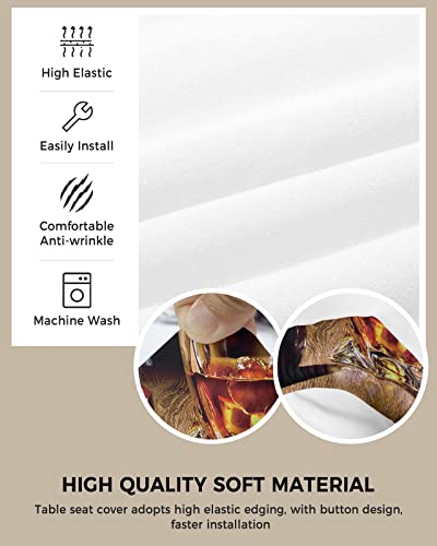 Chair Seat Covers Whisky Glass Seat Covers for Dining Chairs Wine Old Fashioned Cigar Removable Upholstered Chair Protector Seat Cushion Slipcovers for Kitchen Office 1 Pc