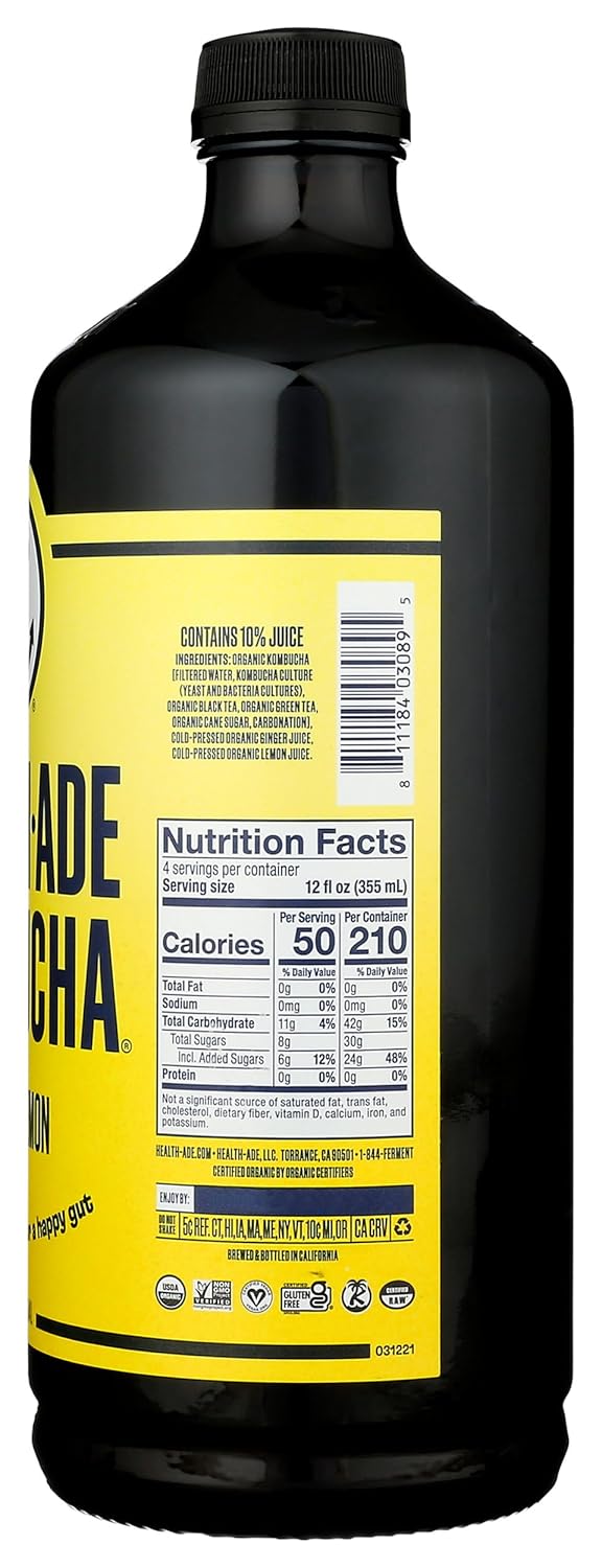 Health-Ade Ginger-Lemon Kombucha, 48 Fl oz