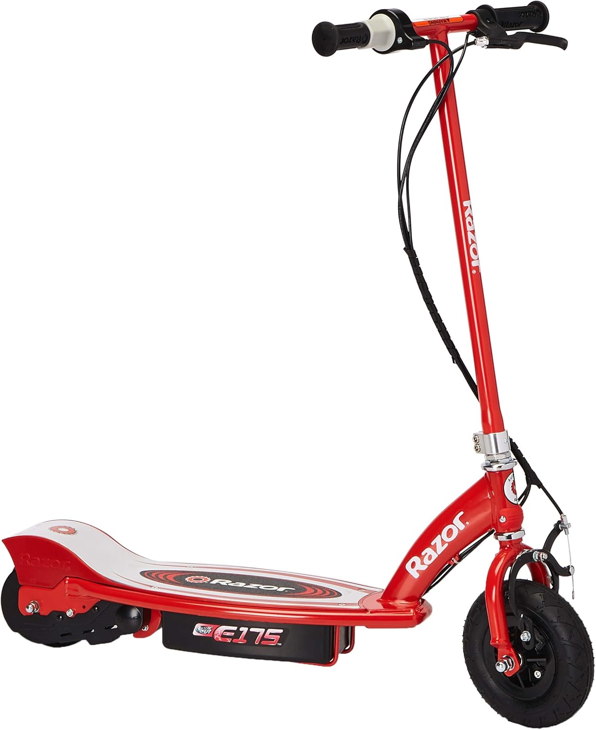 Razor E175 Kids Ride On 24V Motorized Battery Powered Electric Scooter Toy, Speeds up to 10 MPH with Brakes and Pneumatic Tires, Red