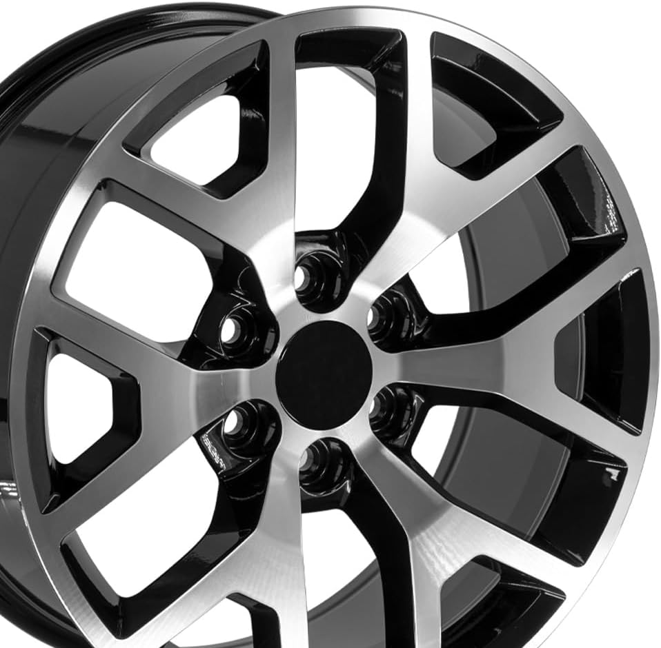 OE Wheels LLC 20 inch Rim Fits 6x139.7 Silverado Suburban Tahoe Sierra Yukon Escalade CV92 20x9 Black Machined Wheels Hollander: 5656