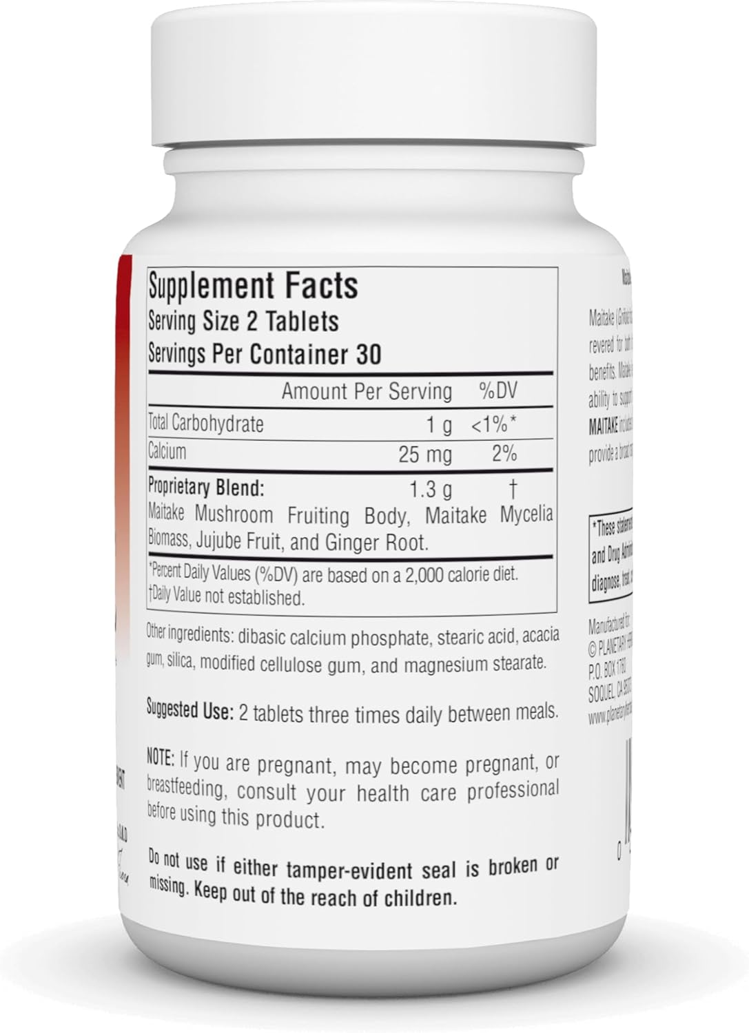 Planetary Herbals Full Spectrum Maitake Mushroom Tablets, 600 mg, 60 Count