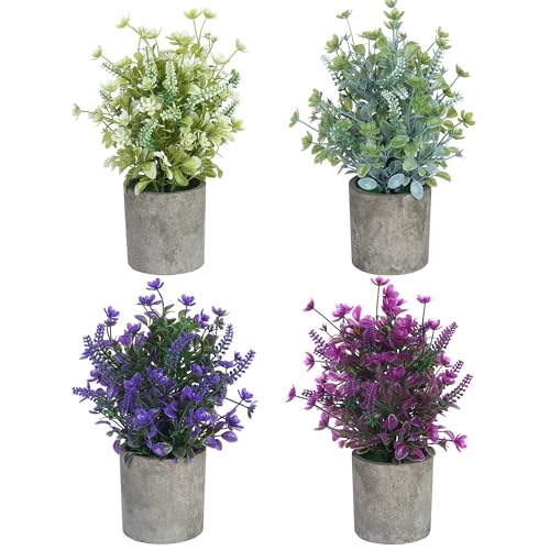 3 Pack Mini Potted Artificial Eucalyptus Plants Fake Plants for Home Decor Living Room Office Desk Shower Farmhouse Room Decoration